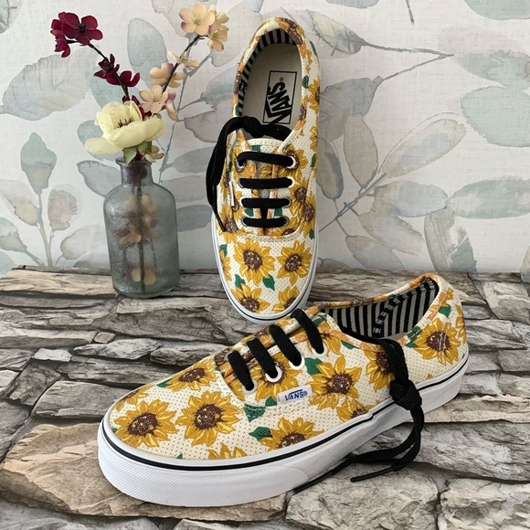 #02 VANS Off The Wall Authentic Sunflower White Classic Sneaker Skater Shoe Lace - Picture 1 of 8